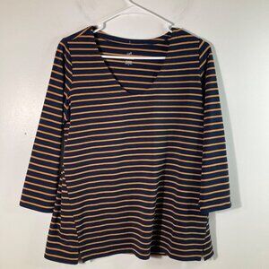 Womens J Jill Forward Seam Tee Shirt Scoop Neck Black Gold S‎